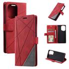 For OPPO Find X5 Skin Feel Splicing Leather Phone Case(Red) - 1