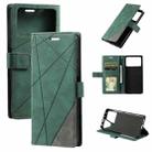 For Xiaomi Poco M4 5G Skin Feel Splicing Leather Phone Case(Green) - 1