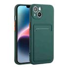 For iPhone 14 Card Slot Design Shockproof TPU Phone Case(Dark Green) - 1