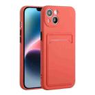 For iPhone 14 Card Slot Design Shockproof TPU Phone Case(Plum Red) - 1