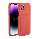 For iPhone 14 Pro Card Slot Design Shockproof TPU Phone Case(Plum Red) - 1