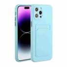 For iPhone 14 Pro Max Card Slot Design Shockproof TPU Phone Case(Sky Blue) - 1