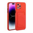 For iPhone 14 Pro Max Card Slot Design Shockproof TPU Phone Case(Red) - 1