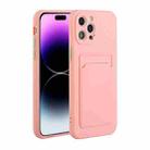 For iPhone 14 Pro Max Card Slot Design Shockproof TPU Phone Case(Pink) - 1