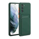 For Samsung Galaxy S22 5G Card Slot Design Shockproof TPU Phone Case(Dark Green) - 1