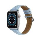 Rhombus Genuine Leather Watch Band For Apple Watch Ultra 49mm / Series 8&7 45mm / SE 2&6&SE&5&4 44mm / 3&2&1 42mm(Light Blue) - 1