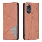 For OPPO A17 Prismatic Invisible Magnetic Leather Phone Case(Brown) - 1