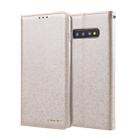For Galaxy S10 CMai2 Silk Texture Horizontal Flip Leather Case with Holder & Card Slots & Photo Frame & Wallet(Light Gold) - 1