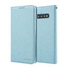 For Galaxy S10 CMai2 Silk Texture Horizontal Flip Leather Case with Holder & Card Slots & Photo Frame & Wallet(Mint Green) - 1