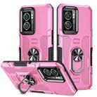 For OPPO A57 5G Ring Holder Armor Hybrid Phone Case(Pink) - 1