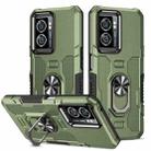 For OPPO A57 5G Ring Holder Armor Hybrid Phone Case(Green) - 1