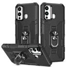 For Infinix Hot 12 Play Ring Holder Armor Hybrid Phone Case(Black) - 1