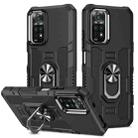 For Xiaomi Redmi Note 11 Global Ring Holder Armor Hybrid Phone Case(Black) - 1