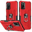 For Xiaomi Poco X4 Pro 5G Ring Holder Armor Hybrid Phone Case(Red) - 1