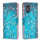 For OPPO A17 Drawing Pattern Leather Phone Case(Plum Blossom) - 1