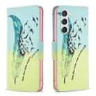 For Samsung Galaxy S23 5G Drawing Pattern Leather Phone Case(Feather) - 1