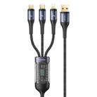 USAMS SJ582 U83 66W 3 in 1 Aluminum Alloy Transparent Digital Display Fast Charging Cable,Cable Length: 1.2m - 1