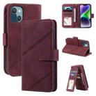For iPhone 14 Skin Feel Multi-card Wallet Leather Phone Case(Red) - 1
