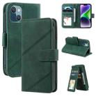For iPhone 14 Skin Feel Multi-card Wallet Leather Phone Case(Green) - 1