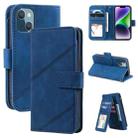 For iPhone 14 Plus Skin Feel Multi-card Wallet Leather Phone Case(Blue) - 1