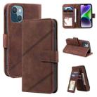 For iPhone 14 Plus Skin Feel Multi-card Wallet Leather Phone Case(Brown) - 1