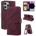 For iPhone 14 Pro Skin Feel Multi-card Wallet Leather Phone Case(Red) - 1