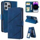 For iPhone 14 Pro Skin Feel Multi-card Wallet Leather Phone Case(Blue) - 1