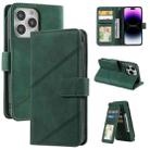 For iPhone 14 Pro Skin Feel Multi-card Wallet Leather Phone Case(Green) - 1