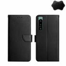 For Sony Xperia 5 IV Genuine Leather Fingerprint-proof Flip Phone Case(Black) - 1