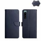 For Sony Xperia 5 IV Genuine Leather Fingerprint-proof Flip Phone Case(Blue) - 1