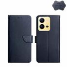 For vivo X80 Lite/V25 5G Genuine Leather Fingerprint-proof Flip Phone Case(Blue) - 1