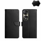 For Honor 70 Pro/70 Pro+ Genuine Leather Fingerprint-proof Flip Phone Case(Black) - 1