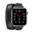 For Apple Watch 5/4 44mm & 3/2/1 42mm Thin Leather Double-loop Watch Band(Black) - 1