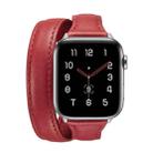 For Apple Watch 5/4 44mm & 3/2/1 42mm Thin Leather Double-loop Watch Band(Red) - 1