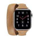 For Apple Watch 5/4 44mm & 3/2/1 42mm Thin Leather Double-loop Watch Band(Brown) - 1