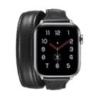 For Apple Watch 5/4 40mm & 3/2/1 38mm Thin Leather Double-loop Watch Band(Black) - 1