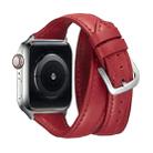For Apple Watch 5/4 40mm & 3/2/1 38mm Thin Leather Double-loop Watch Band(Red) - 3