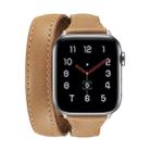 For Apple Watch 5/4 40mm & 3/2/1 38mm Thin Leather Double-loop Watch Band(Brown) - 1