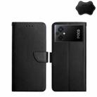 For Xiaomi Poco M5 4G/5G/M4 5G Genuine Leather Fingerprint-proof Flip Phone Case(Black) - 1