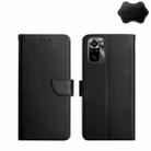 For Xiaomi Poco M5s Genuine Leather Fingerprint-proof Flip Phone Case(Black) - 1