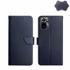 For Xiaomi Poco M5s Genuine Leather Fingerprint-proof Flip Phone Case(Blue) - 1