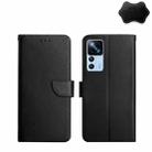 For Xiaomi Redmi K50 Ultra/12T/12T Pro Genuine Leather Fingerprint-proof Flip Phone Case(Black) - 1