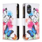 For OPPO A17 Colored Drawing Pattern Zipper Leather Phone Case(Two Butterflies) - 1