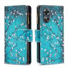 For OPPO A17 Colored Drawing Pattern Zipper Leather Phone Case(Plum Blossom) - 1