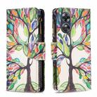 For OPPO A17 Colored Drawing Pattern Zipper Leather Phone Case(Big Tree) - 1