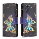 For OPPO A17 Colored Drawing Pattern Zipper Leather Phone Case(Big Butterfly) - 1