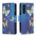 For Samsung Galaxy S23+ 5G Colored Drawing Pattern Zipper Leather Phone Case(Gold Butterfly) - 1