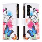 For Samsung Galaxy S23+ 5G Colored Drawing Pattern Zipper Leather Phone Case(Two Butterflies) - 1