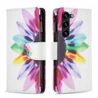 For Samsung Galaxy S23+ 5G Colored Drawing Pattern Zipper Leather Phone Case(Sun Flower) - 1