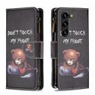 For Samsung Galaxy S23+ 5G Colored Drawing Pattern Zipper Leather Phone Case(Bear) - 1